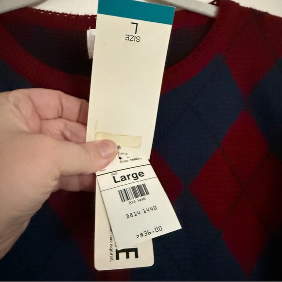 Vintage Worthington Diamond Pattern Jewel Tones Cardigan Sweater Large NWT - Picture 5 of 8